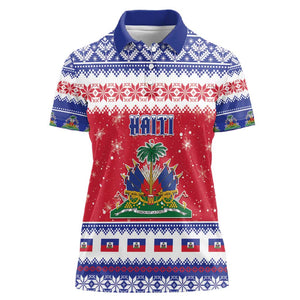 Afro Haiti Christmas Women Polo Shirt Coat Of Arms Jwaye Nwel - African Pride