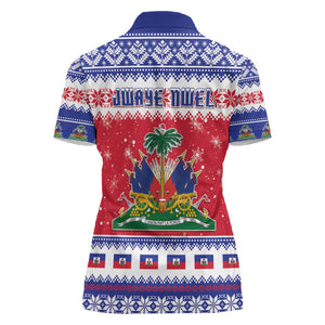 Afro Haiti Christmas Women Polo Shirt Coat Of Arms Jwaye Nwel - African Pride