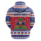 Afro Haiti Christmas Zip Hoodie Coat Of Arms Jwaye Nwel - African Pride