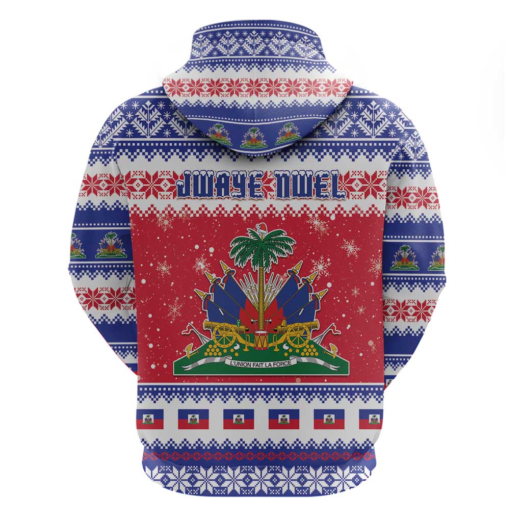 Afro Haiti Christmas Zip Hoodie Coat Of Arms Jwaye Nwel - African Pride