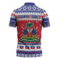 Afro Haiti Christmas Zipper Polo Shirt Coat Of Arms Jwaye Nwel