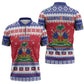 Afro Haiti Christmas Zipper Polo Shirt Coat Of Arms Jwaye Nwel