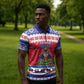 Afro Haiti Christmas Zipper Polo Shirt Coat Of Arms Jwaye Nwel