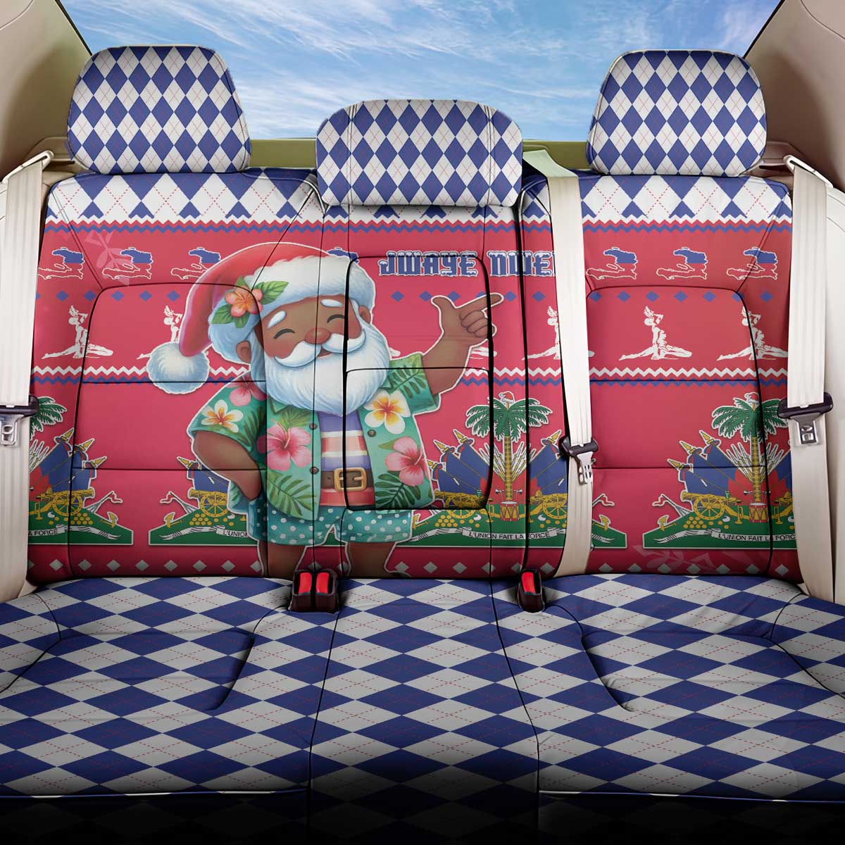 Afro Haiti Christmas Back Car Seat Cover Haitian Santa Jwaye Nwel - African Pride