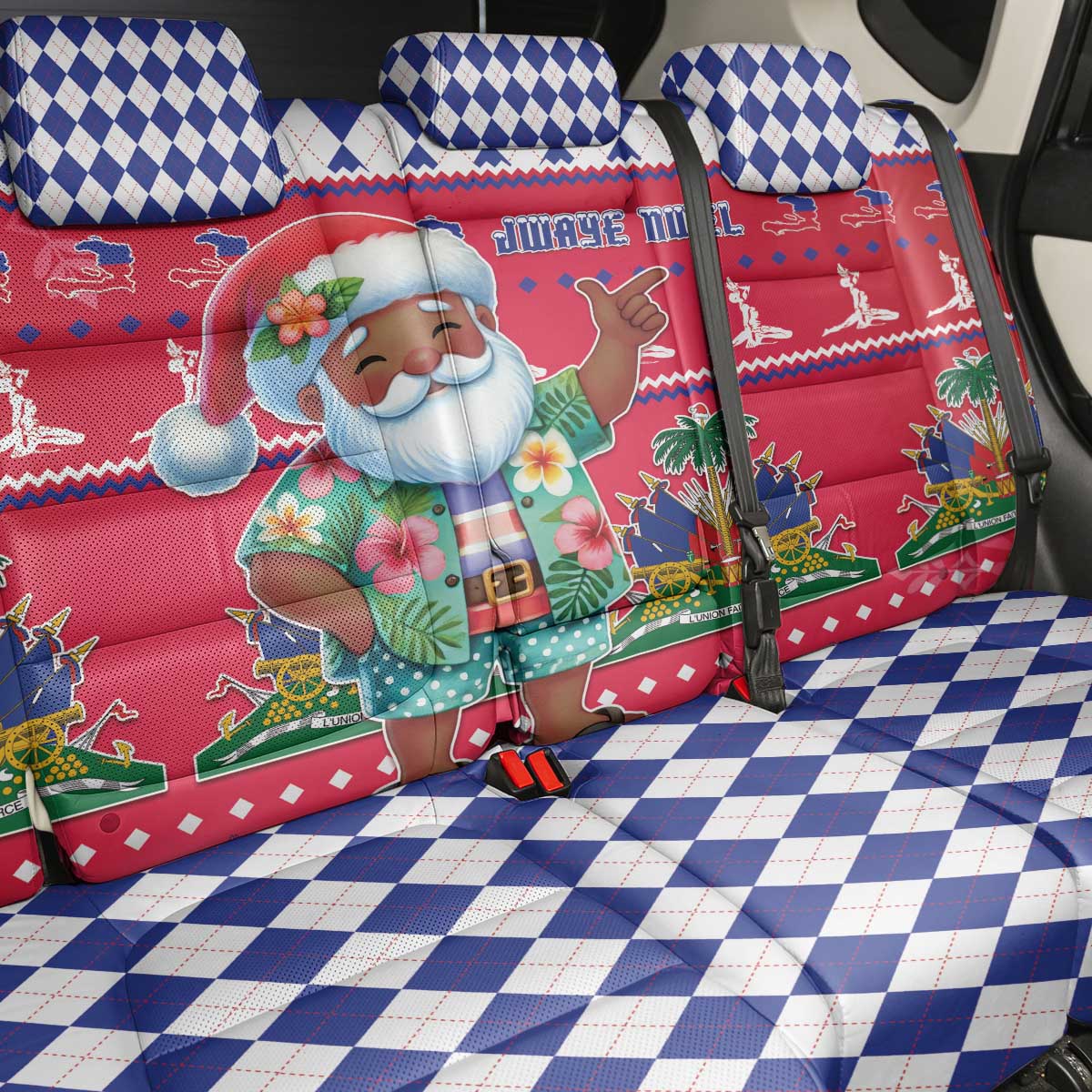 Afro Haiti Christmas Back Car Seat Cover Haitian Santa Jwaye Nwel - African Pride