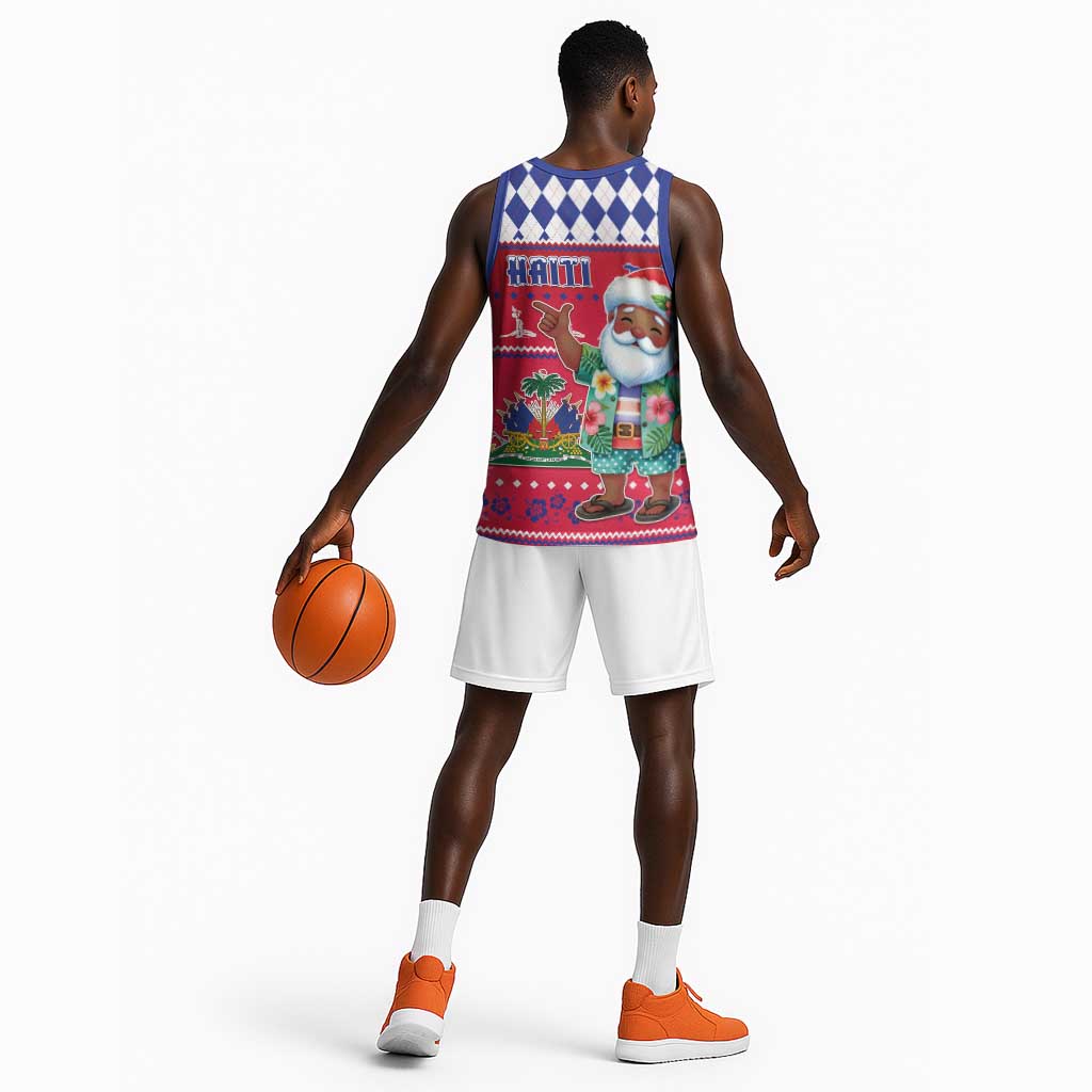 Afro Haiti Christmas Basketball Jersey Haitian Santa Jwaye Nwel - African Pride