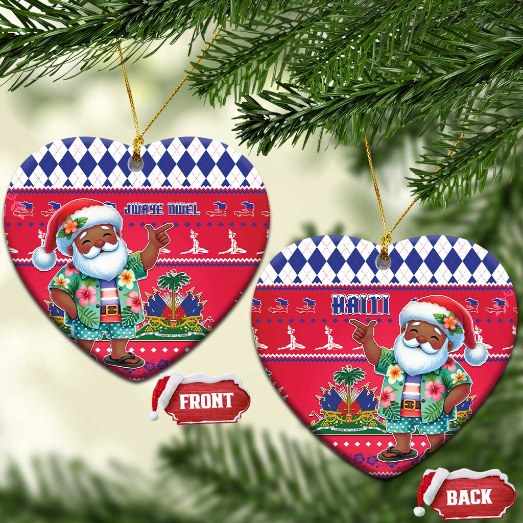 Afro Haiti Christmas Ceramic Ornament Haitian Santa Jwaye Nwel - African Pride