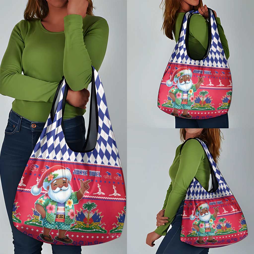 Afro Haiti Christmas Grocery Bag Haitian Santa Jwaye Nwel - African Pride