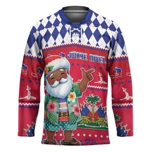 Afro Haiti Christmas Hockey Jersey Haitian Santa Jwaye Nwel
