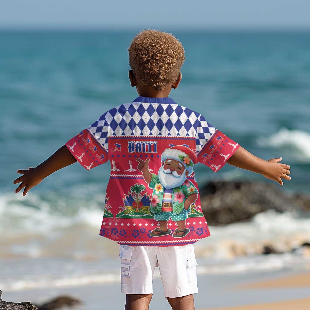 Afro Haiti Christmas Kid Hawaiian Shirt Haitian Santa Jwaye Nwel - African Pride