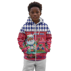 Afro Haiti Christmas Kid Hoodie Haitian Santa Jwaye Nwel - African Pride