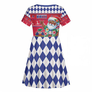 Afro Haiti Christmas Kid Short Sleeve Dress Haitian Santa Jwaye Nwel - African Pride