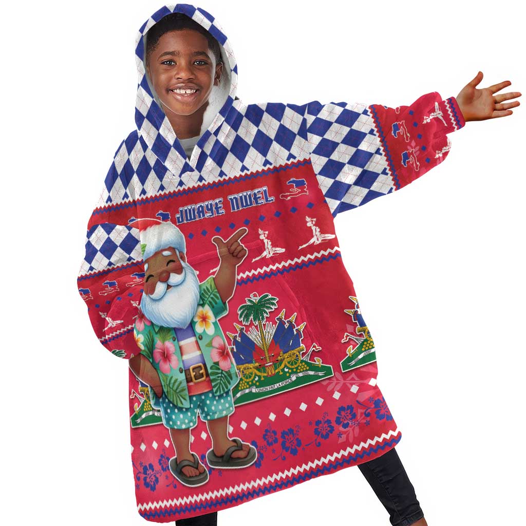 Afro Haiti Christmas Kid Wearable Blanket Hoodie Haitian Santa Jwaye Nwel - African Pride