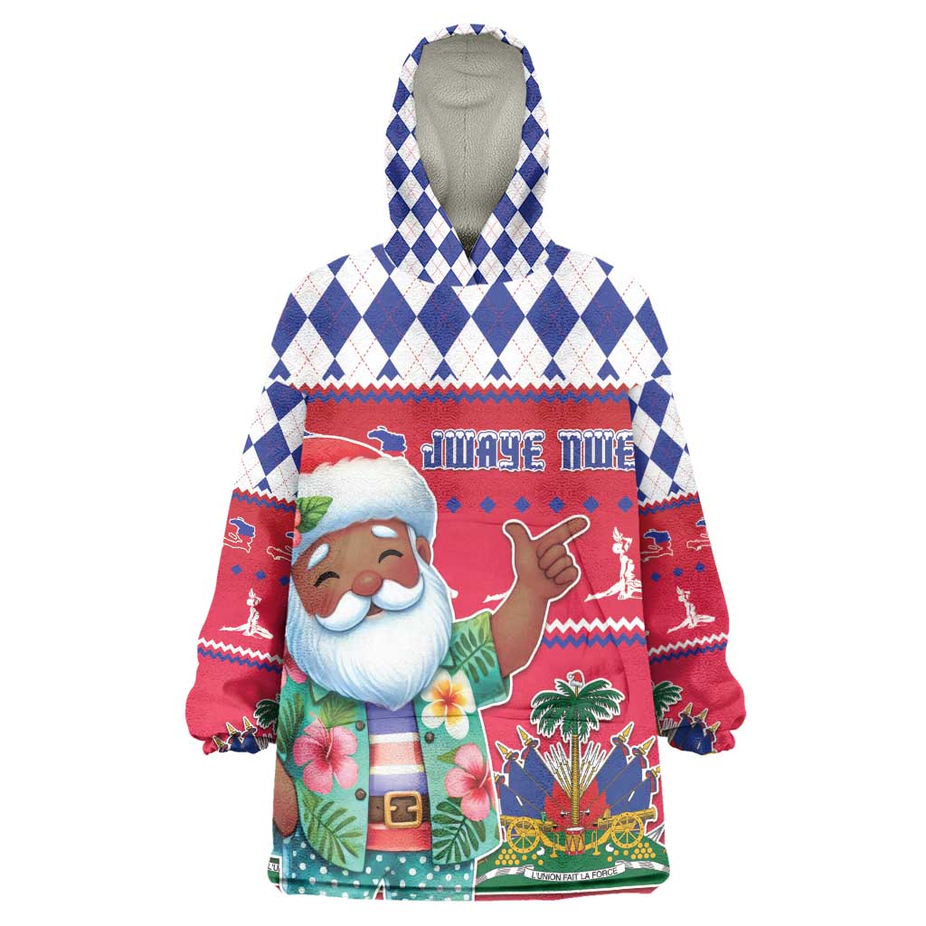 Afro Haiti Christmas Kid Wearable Blanket Hoodie Haitian Santa Jwaye Nwel - African Pride