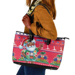 Afro Haiti Christmas Leather Tote Bag Haitian Santa Jwaye Nwel - African Pride