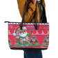 Afro Haiti Christmas Leather Tote Bag Haitian Santa Jwaye Nwel - African Pride