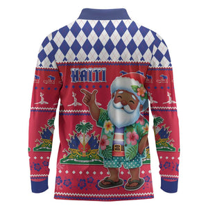 Afro Haiti Christmas Long Sleeve Polo Shirt Haitian Santa Jwaye Nwel - African Pride