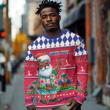 Afro Haiti Christmas Long Sleeve Shirt Haitian Santa Jwaye Nwel - African Pride