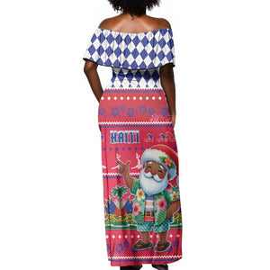 Afro Haiti Christmas Off Shoulder Maxi Dress Haitian Santa Jwaye Nwel - African Pride
