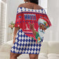 Afro Haiti Christmas Off Shoulder Short Dress Haitian Santa Jwaye Nwel - African Pride