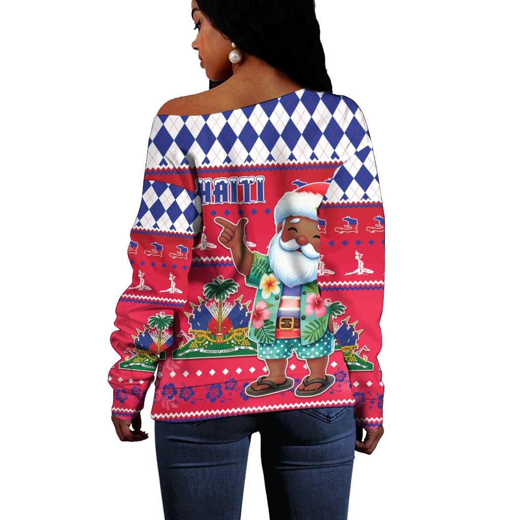 Afro Haiti Christmas Off Shoulder Sweater Haitian Santa Jwaye Nwel - African Pride