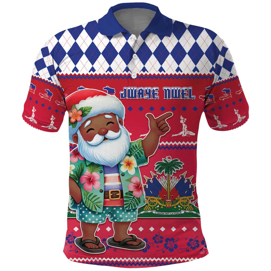 Afro Haiti Christmas Polo Shirt Haitian Santa Jwaye Nwel - African Pride