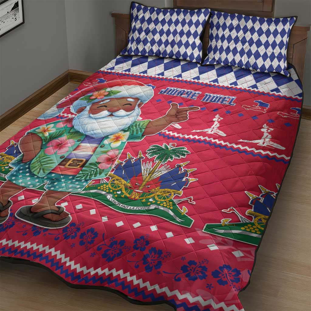 Afro Haiti Christmas Quilt Bed Set Haitian Santa Jwaye Nwel - African Pride