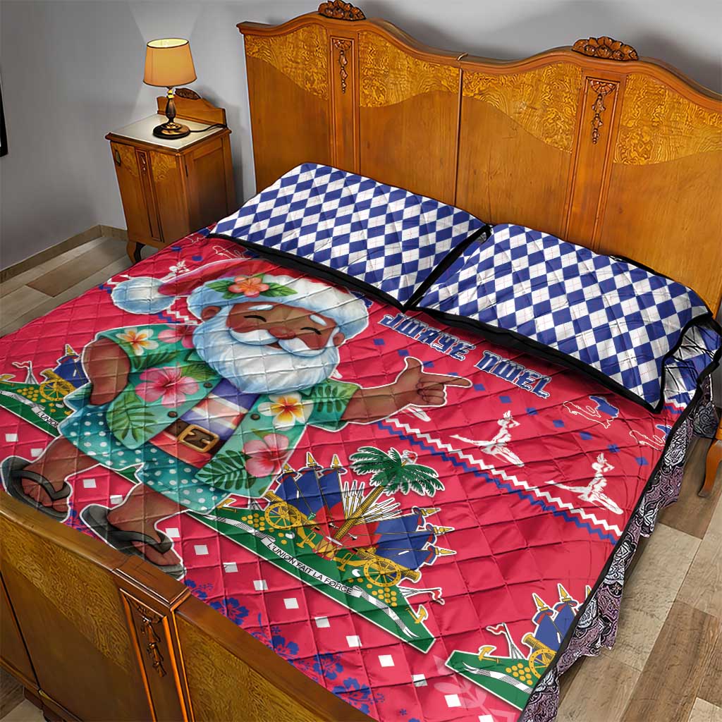Afro Haiti Christmas Quilt Bed Set Haitian Santa Jwaye Nwel - African Pride
