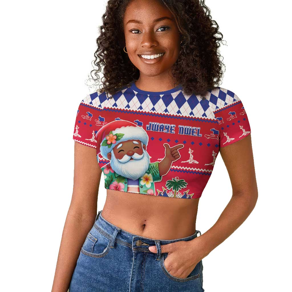 Afro Haiti Christmas Raglan Cropped T shirt Haitian Santa Jwaye Nwel - African Pride