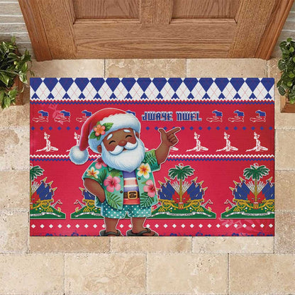 Afro Haiti Christmas Rubber Doormat Haitian Santa Jwaye Nwel - African Pride