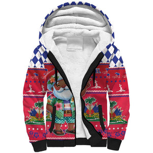 Afro Haiti Christmas Sherpa Hoodie Haitian Santa Jwaye Nwel - African Pride