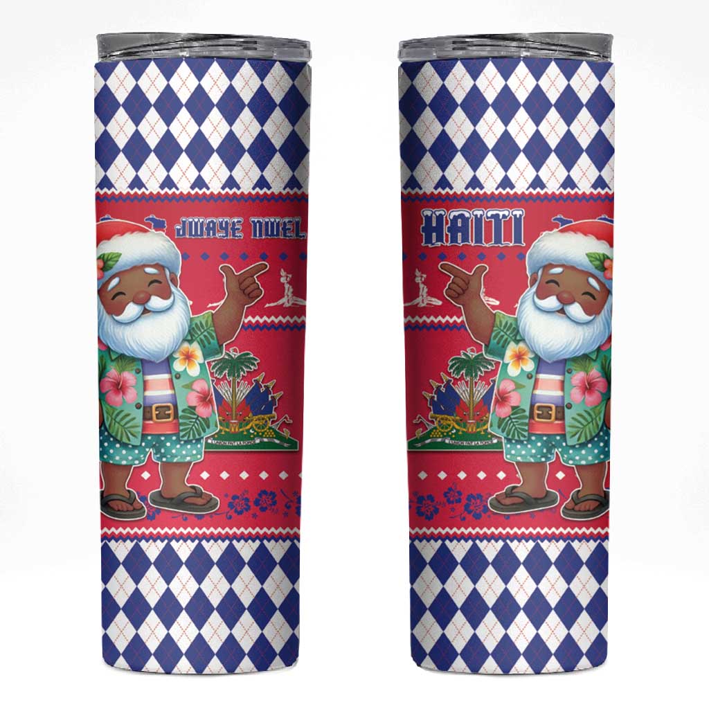 Afro Haiti Christmas Skinny Tumbler Haitian Santa Jwaye Nwel - African Pride