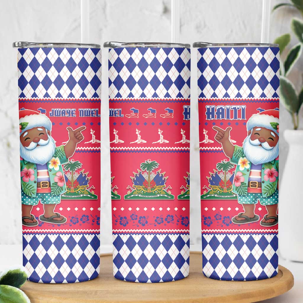 Afro Haiti Christmas Skinny Tumbler Haitian Santa Jwaye Nwel - African Pride