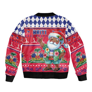 Afro Haiti Christmas Sleeve Zip Bomber Jacket Haitian Santa Jwaye Nwel - African Pride