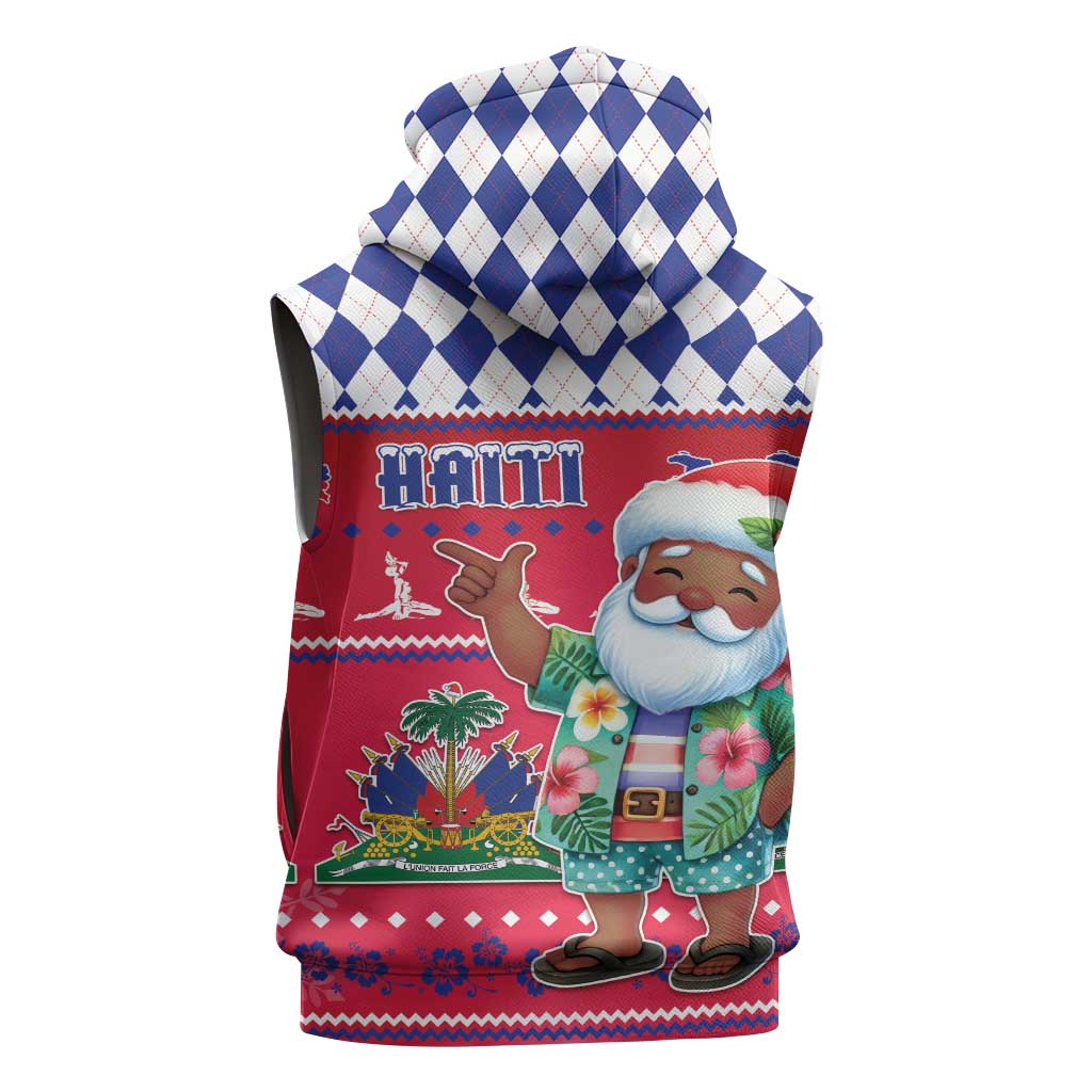 Afro Haiti Christmas Sleeveless Zip Hoodie Haitian Santa Jwaye Nwel - African Pride