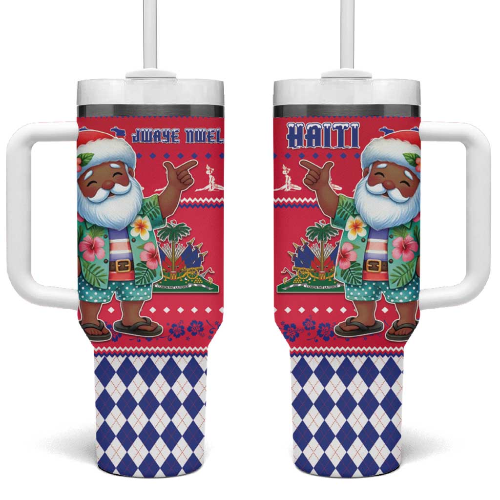 Afro Haiti Christmas Tumbler With Handle Haitian Santa Jwaye Nwel - African Pride