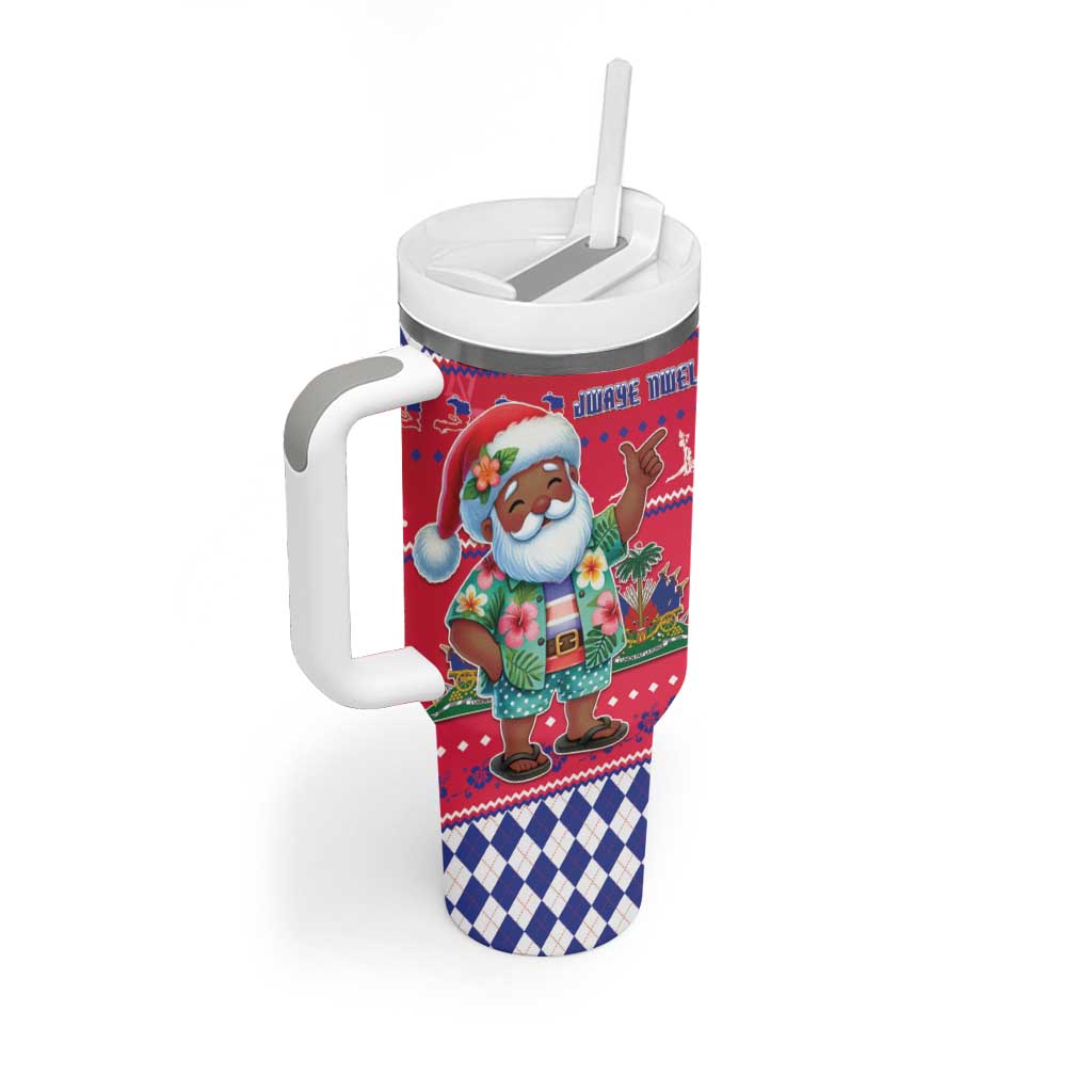 Afro Haiti Christmas Tumbler With Handle Haitian Santa Jwaye Nwel - African Pride