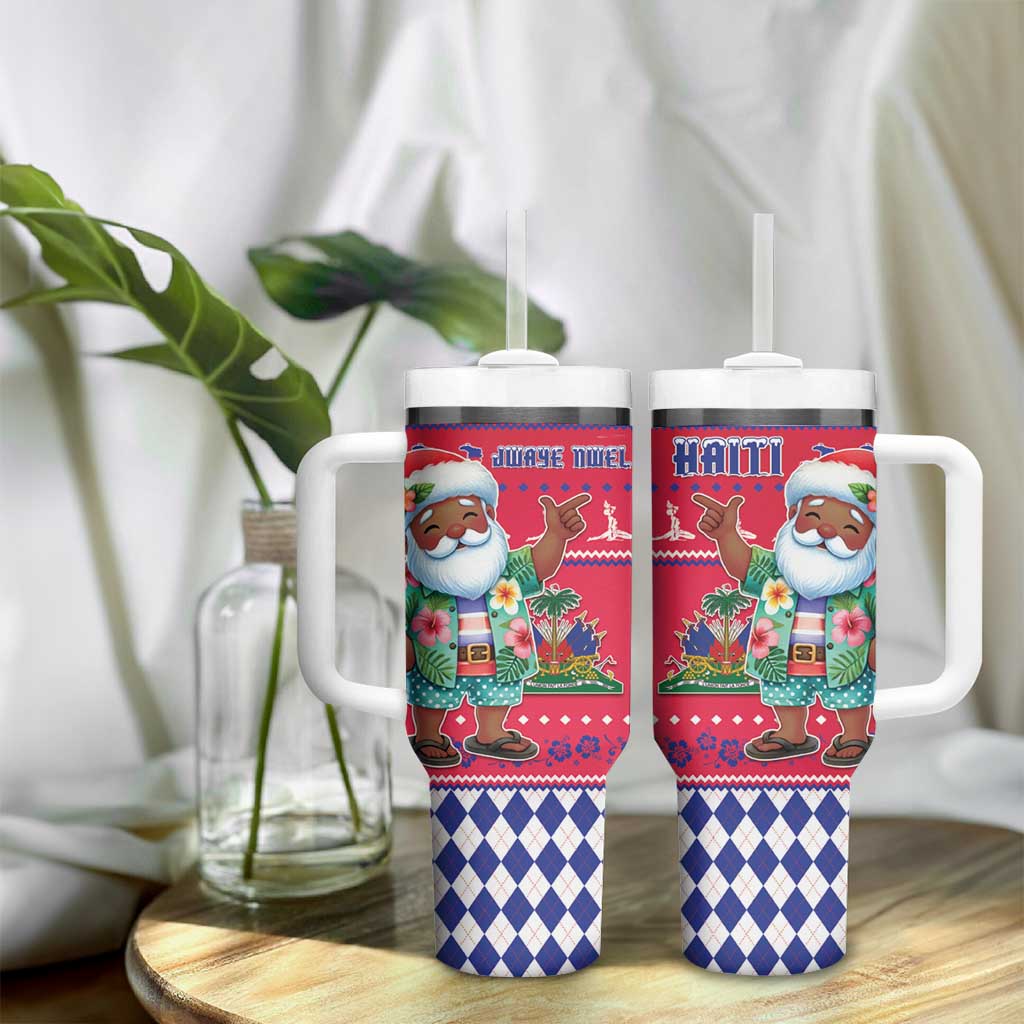 Afro Haiti Christmas Tumbler With Handle Haitian Santa Jwaye Nwel - African Pride