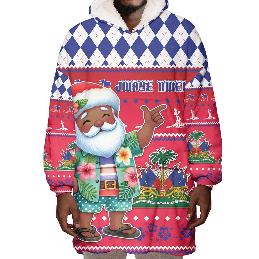 Afro Haiti Christmas Wearable Blanket Hoodie Haitian Santa Jwaye Nwel - African Pride
