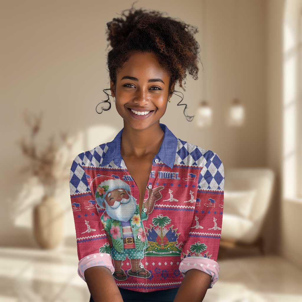 Afro Haiti Christmas Women Casual Shirt Haitian Santa Jwaye Nwel - African Pride