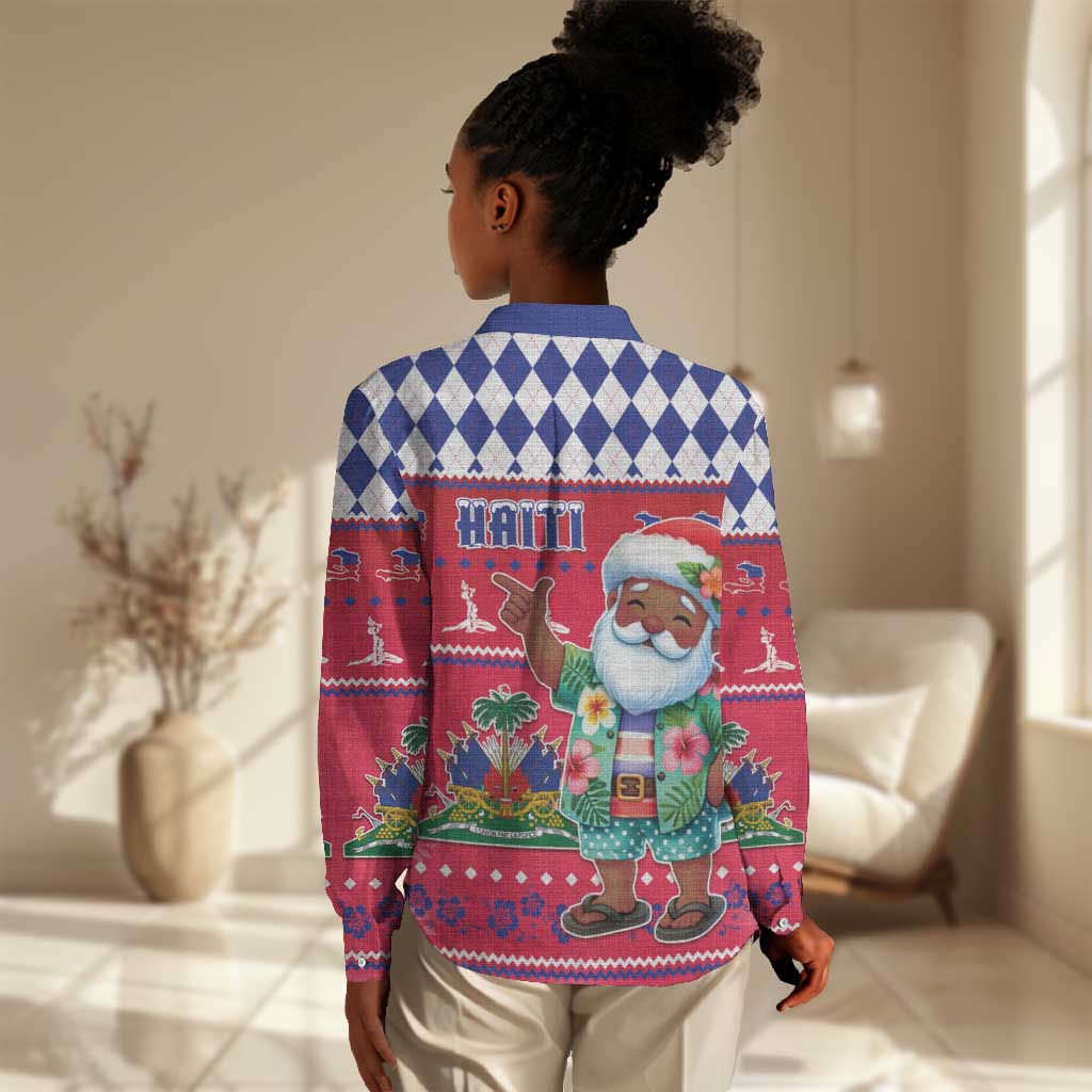Afro Haiti Christmas Women Casual Shirt Haitian Santa Jwaye Nwel - African Pride