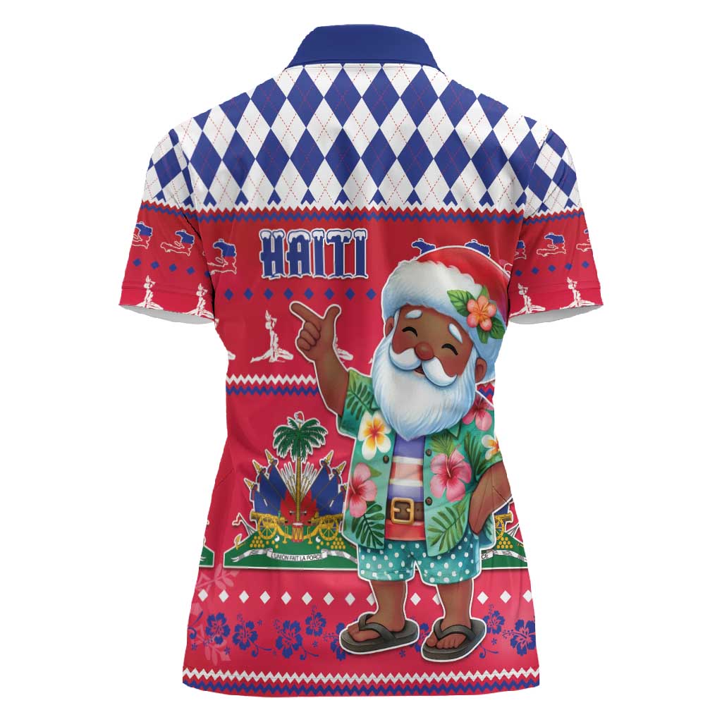 Afro Haiti Christmas Women Polo Shirt Haitian Santa Jwaye Nwel - African Pride