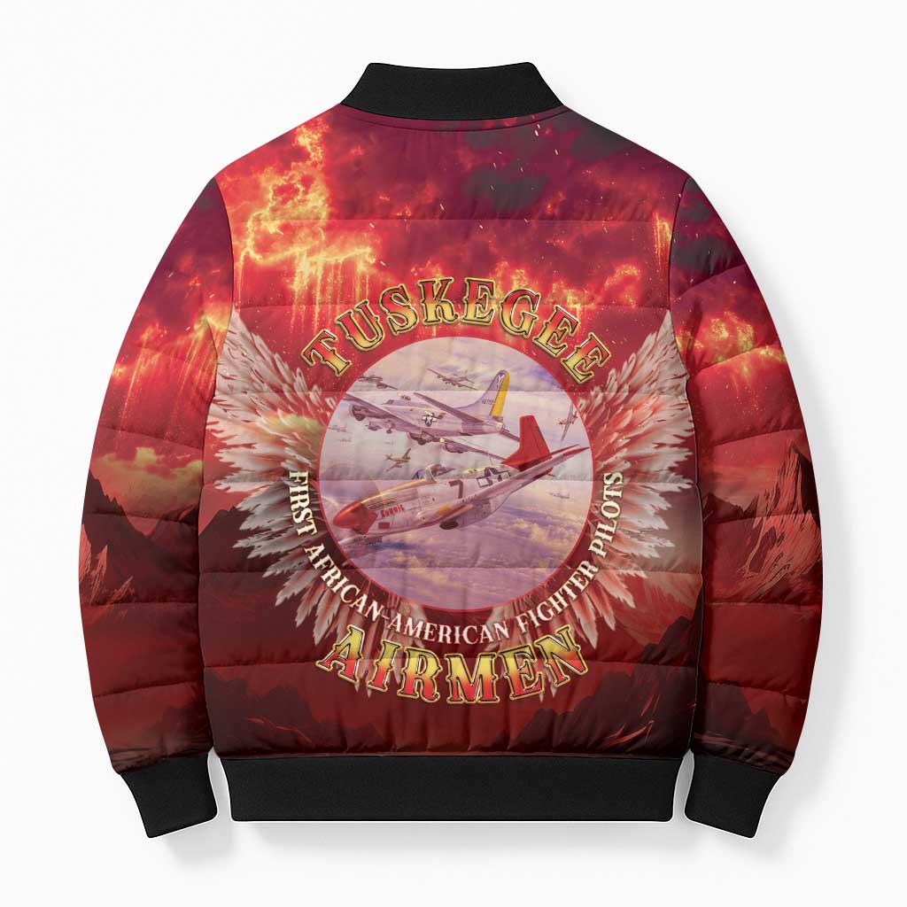 Red Tails Tuskegee Airmen Bomber Puffer Jacket Honoring The Legend