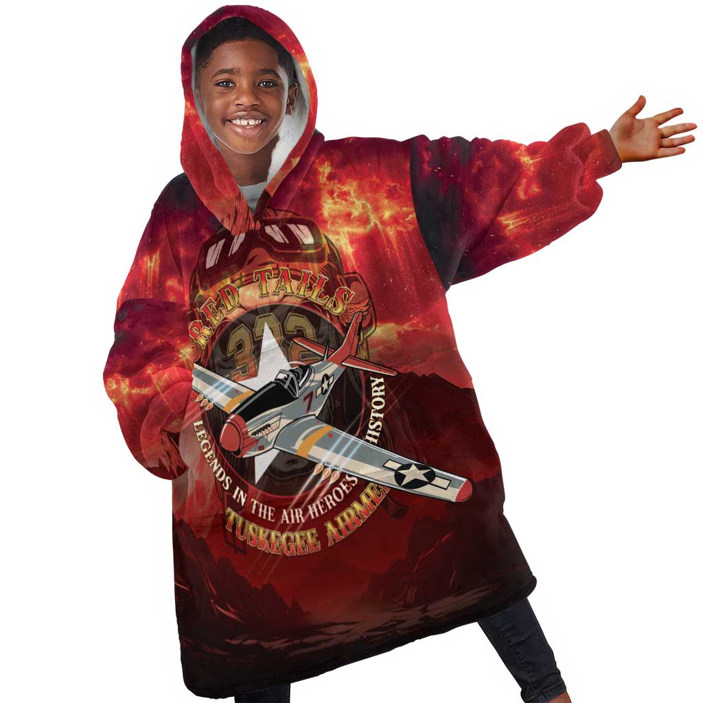 Red Tails Tuskegee Airmen Kid Wearable Blanket Hoodie Honoring The Legend