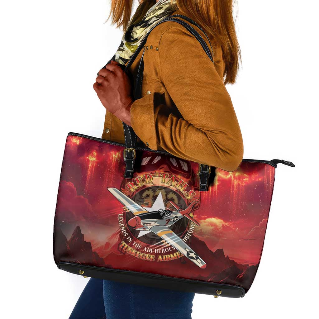 Red Tails Tuskegee Airmen Leather Tote Bag Honoring The Legend