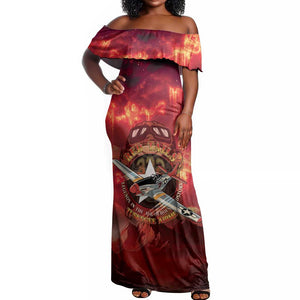 Red Tails Tuskegee Airmen Off Shoulder Maxi Dress Honoring The Legend