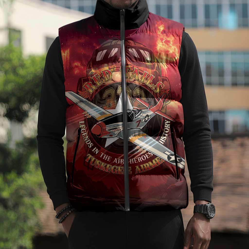 Red Tails Tuskegee Airmen Sleeveless Puffer Jacket Honoring The Legend