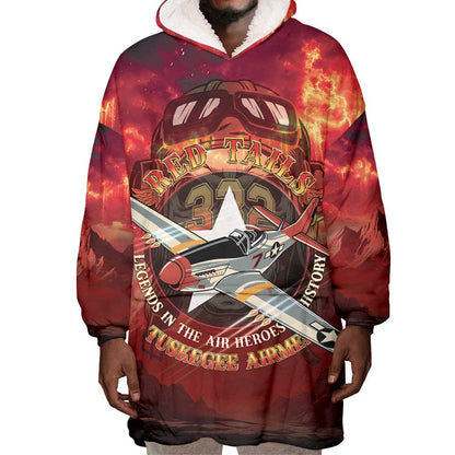 Red Tails Tuskegee Airmen Wearable Blanket Hoodie Honoring The Legend