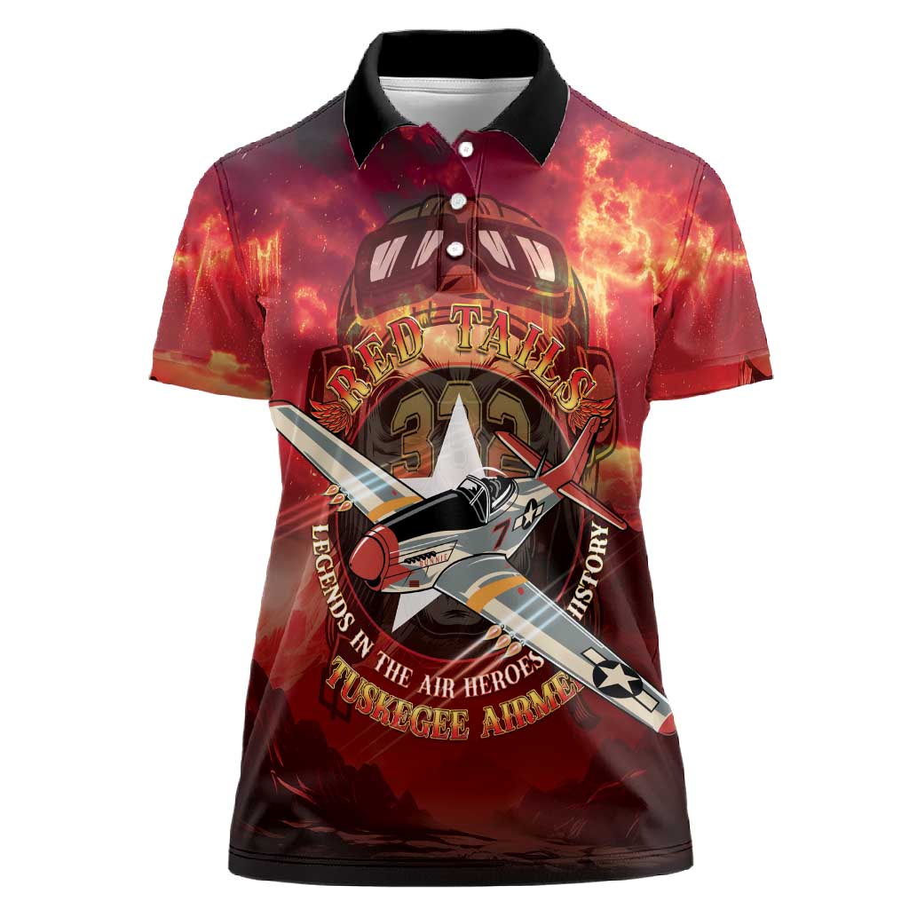 Red Tails Tuskegee Airmen Women Polo Shirt Honoring The Legend
