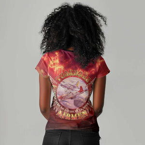 Red Tails Tuskegee Airmen Women V-Neck T-Shirt Honoring The Legend